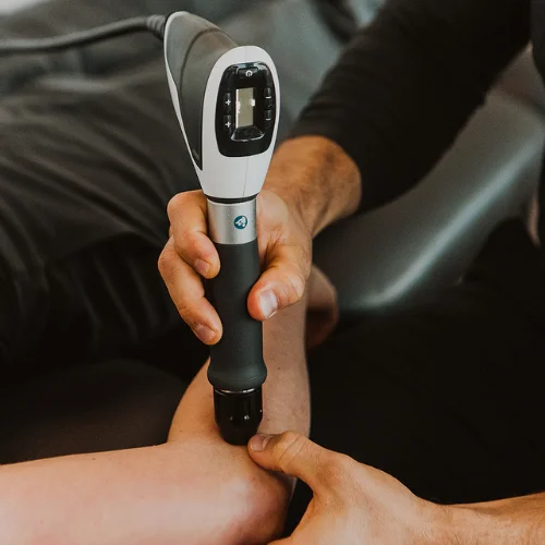 Shockwave therapy applied to joint area to promote healing and reduce discomfort