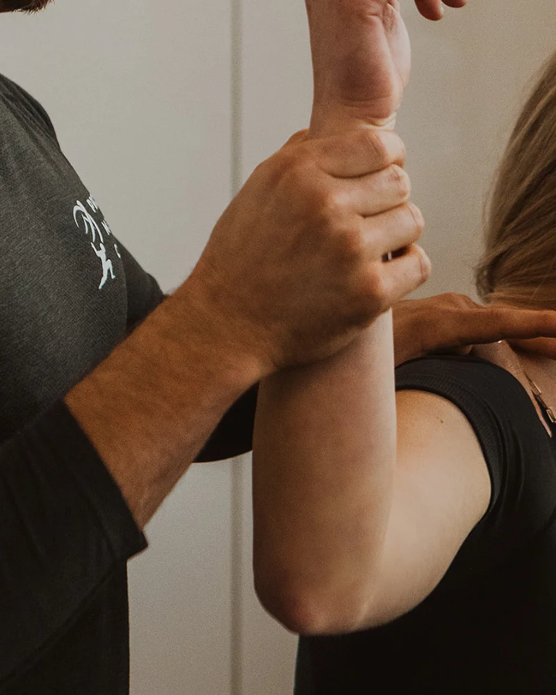 Myofascial release therapy applied to arm to improve flexibility and reduce tension in Kelowna